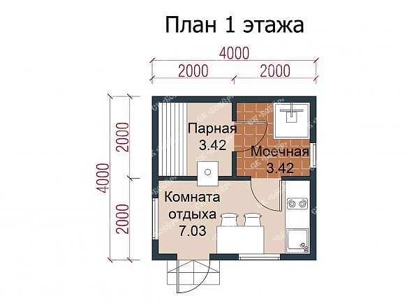 Сруб бани из бруса 4х4. фото